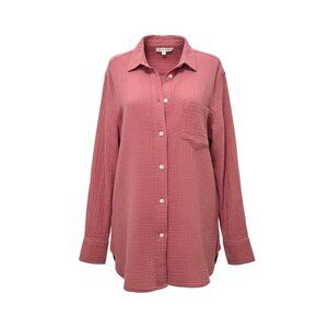 J.Crew Womens 6 Mauve‎ Rose Guaze Cotton Button-Up Shirt Casual Normcore